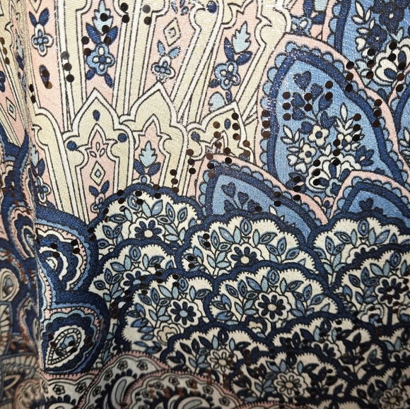 💝Blue and Pink Patern Silver Sequin Blouse by S. Levine - Picture 7 of 7